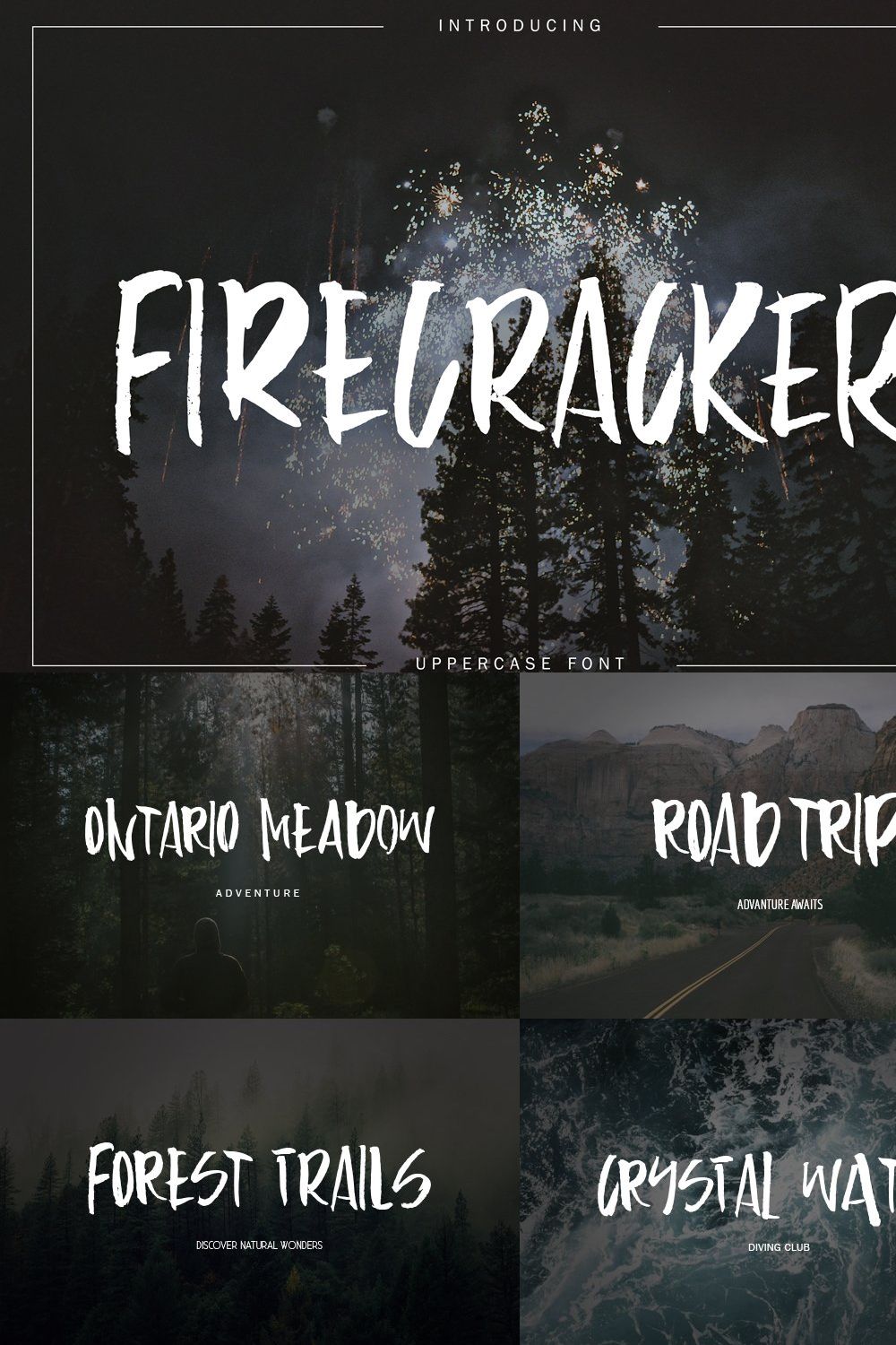 Firecracker - uppercase font pinterest preview image.