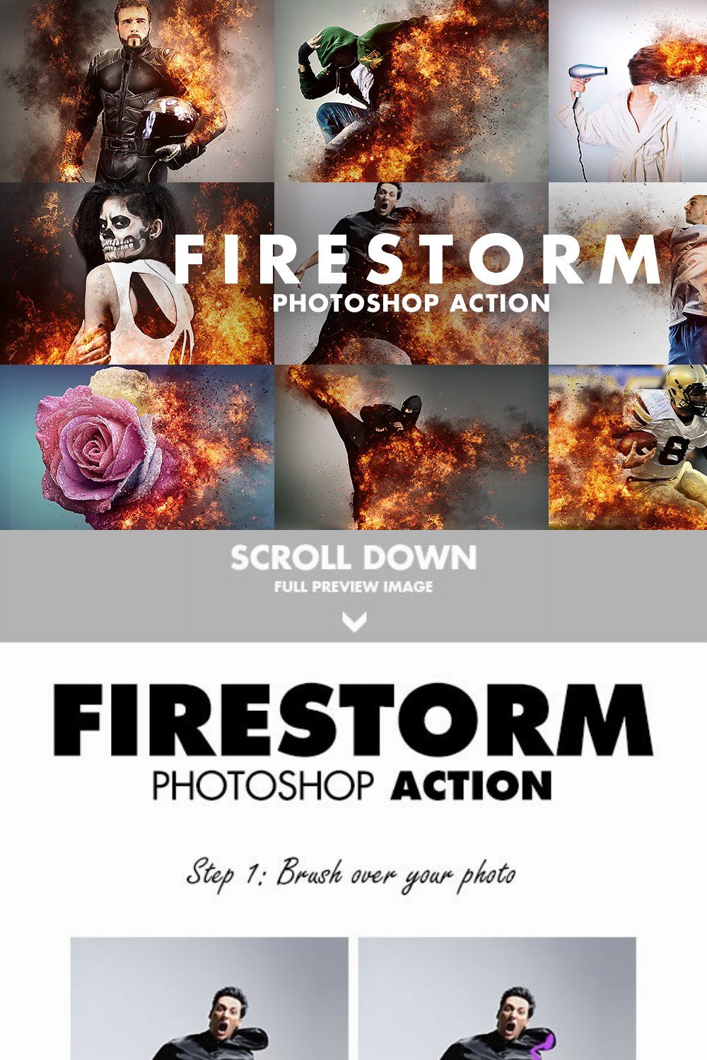 Firestorm Photoshop Action pinterest preview image.