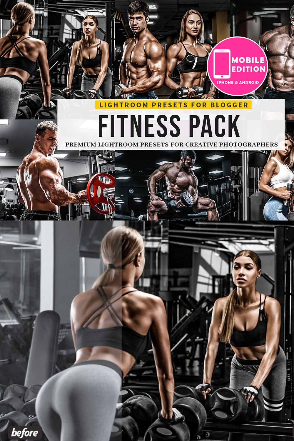 Fitness Lightroom Presets pinterest preview image.