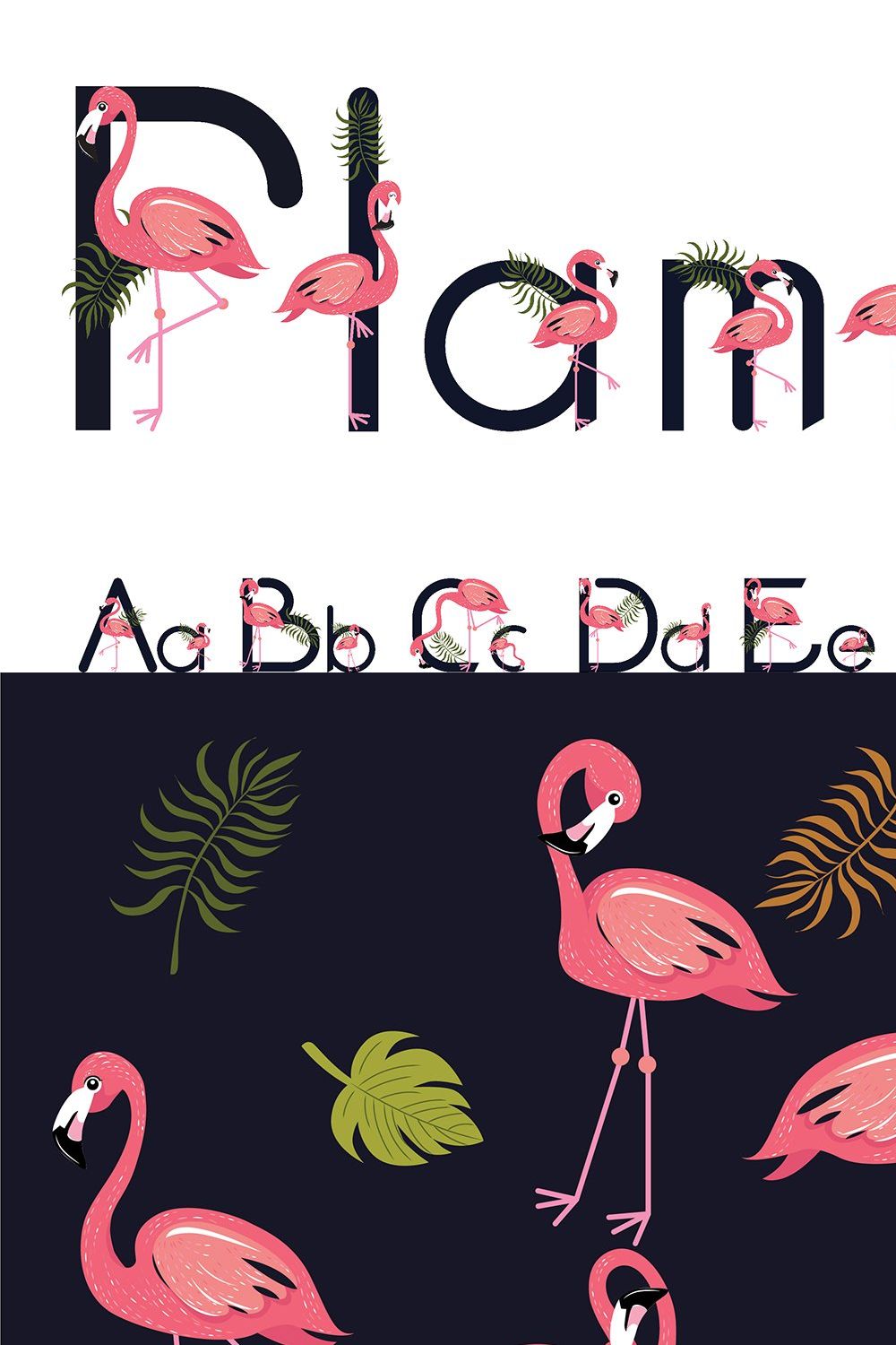 Flamingo Tropical Bird Letter Vector pinterest preview image.