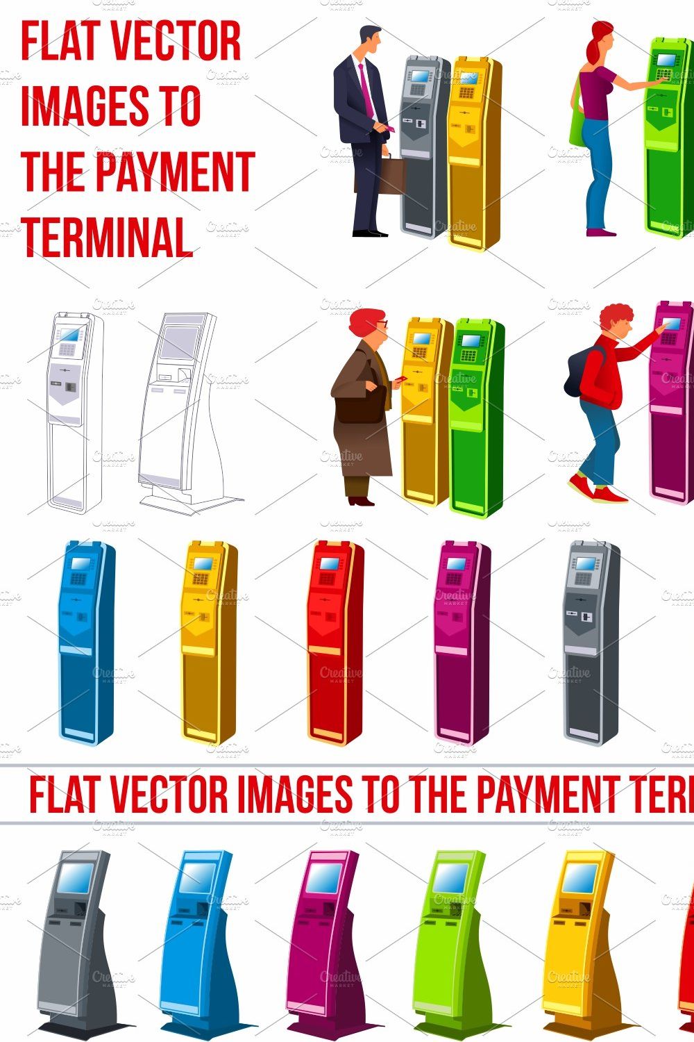 Flat vector the payment terminal pinterest preview image.