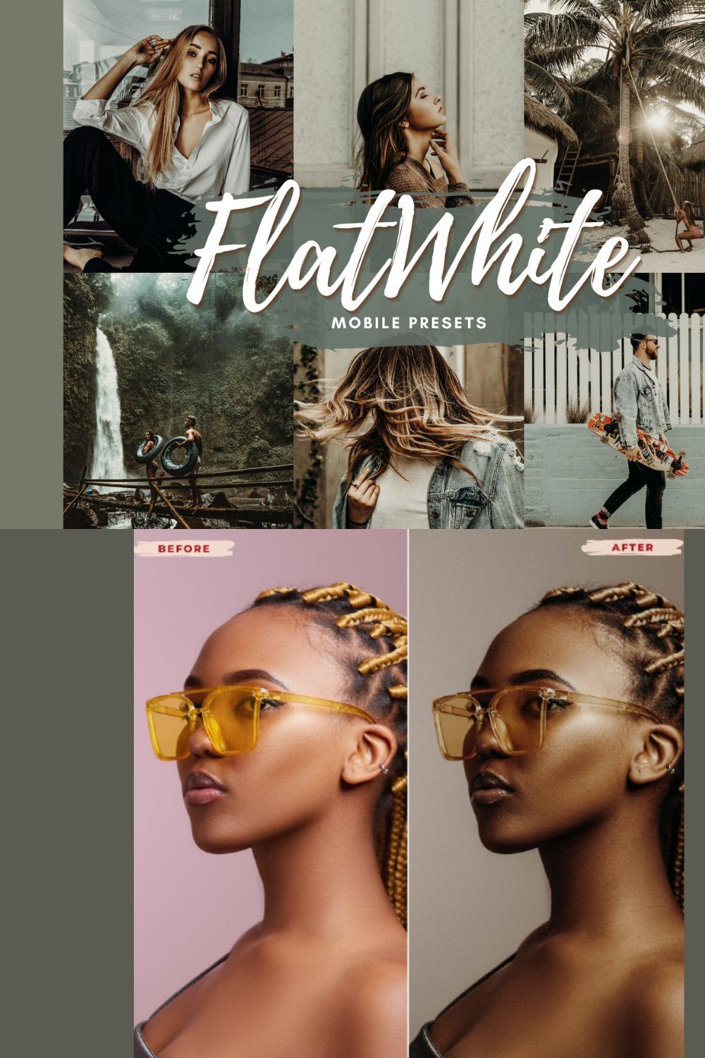 FLAT WHITE Mobile Lightroom Presets pinterest preview image.