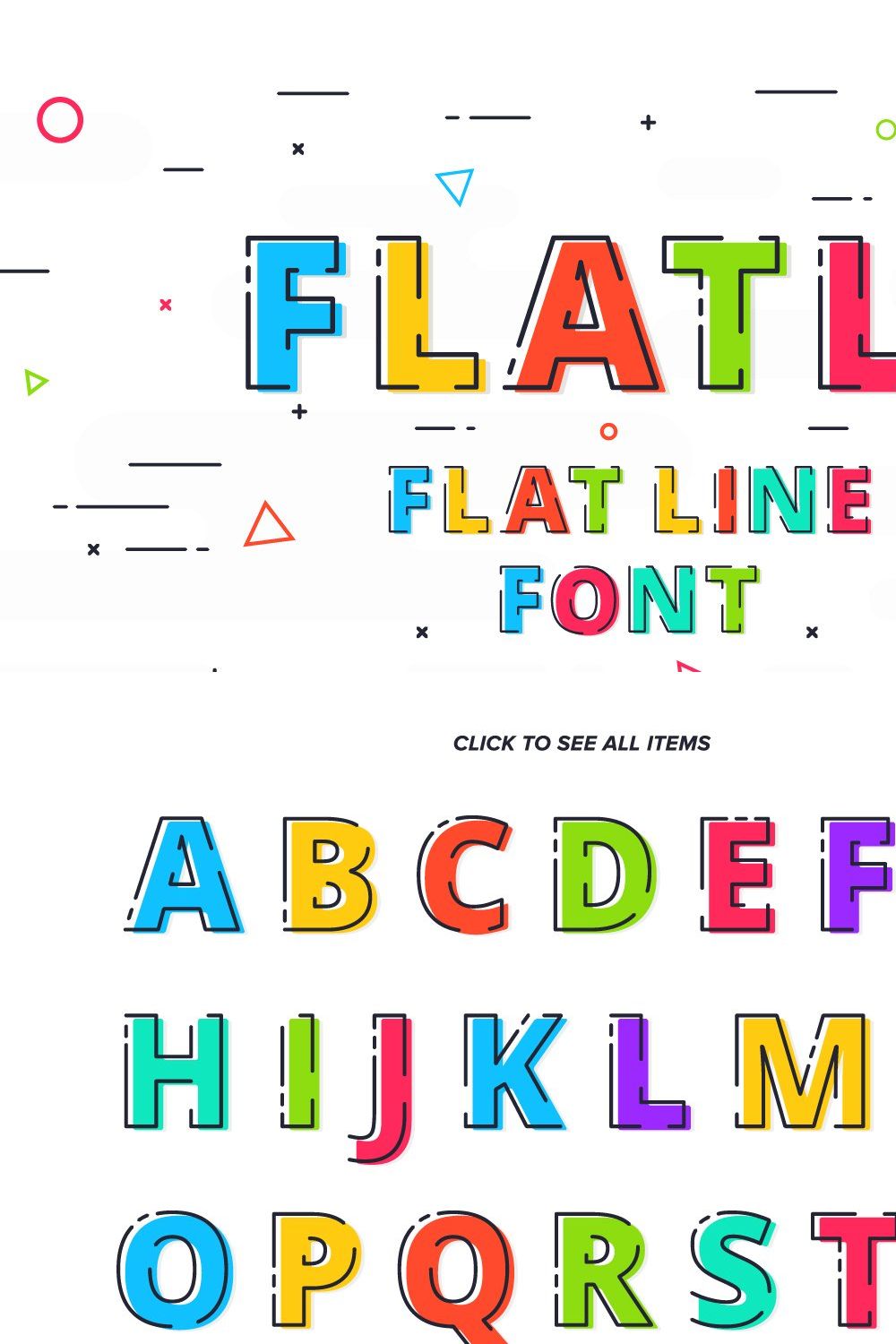 Flatli - Flat Line Vector Font pinterest preview image.