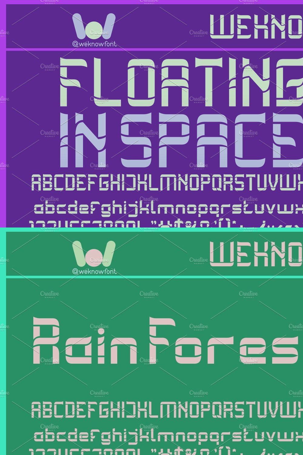 Floating on Space font pinterest preview image.