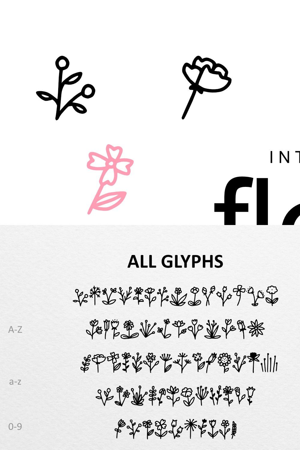 Floral Doodle Dingbat pinterest preview image.