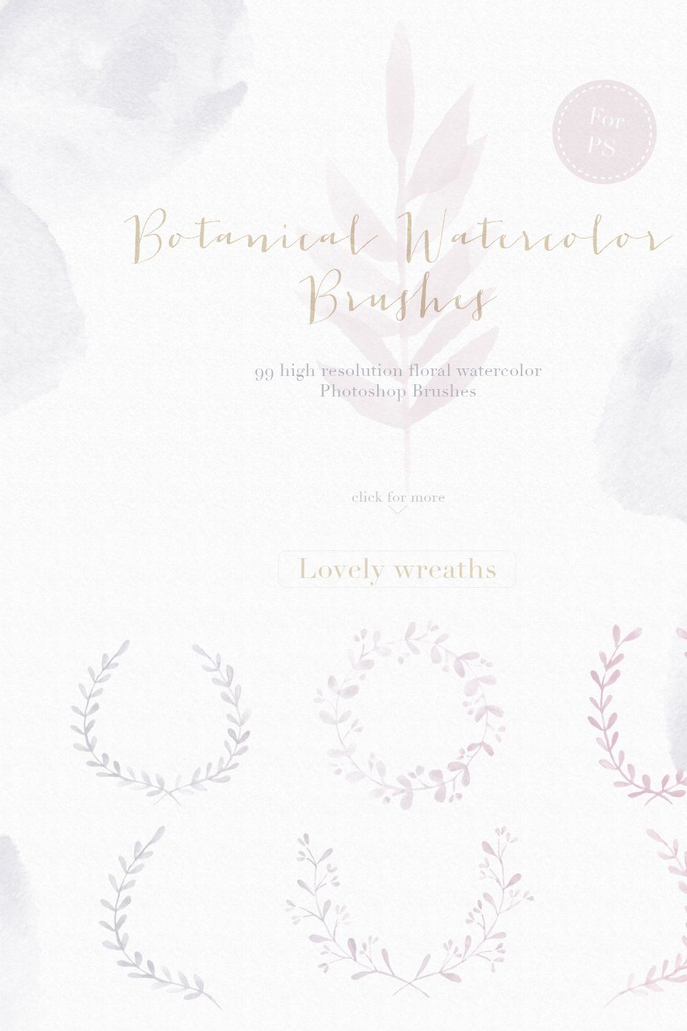Floral Watercolor Photoshop Brushes pinterest preview image.