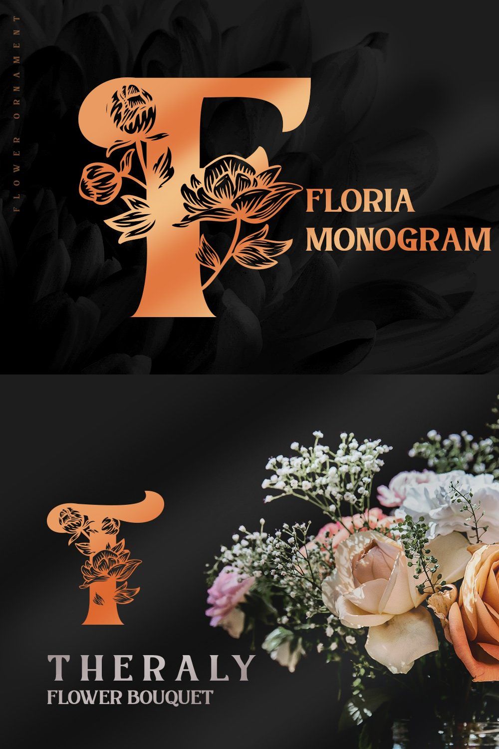 Floria-Floral Display Font pinterest preview image.