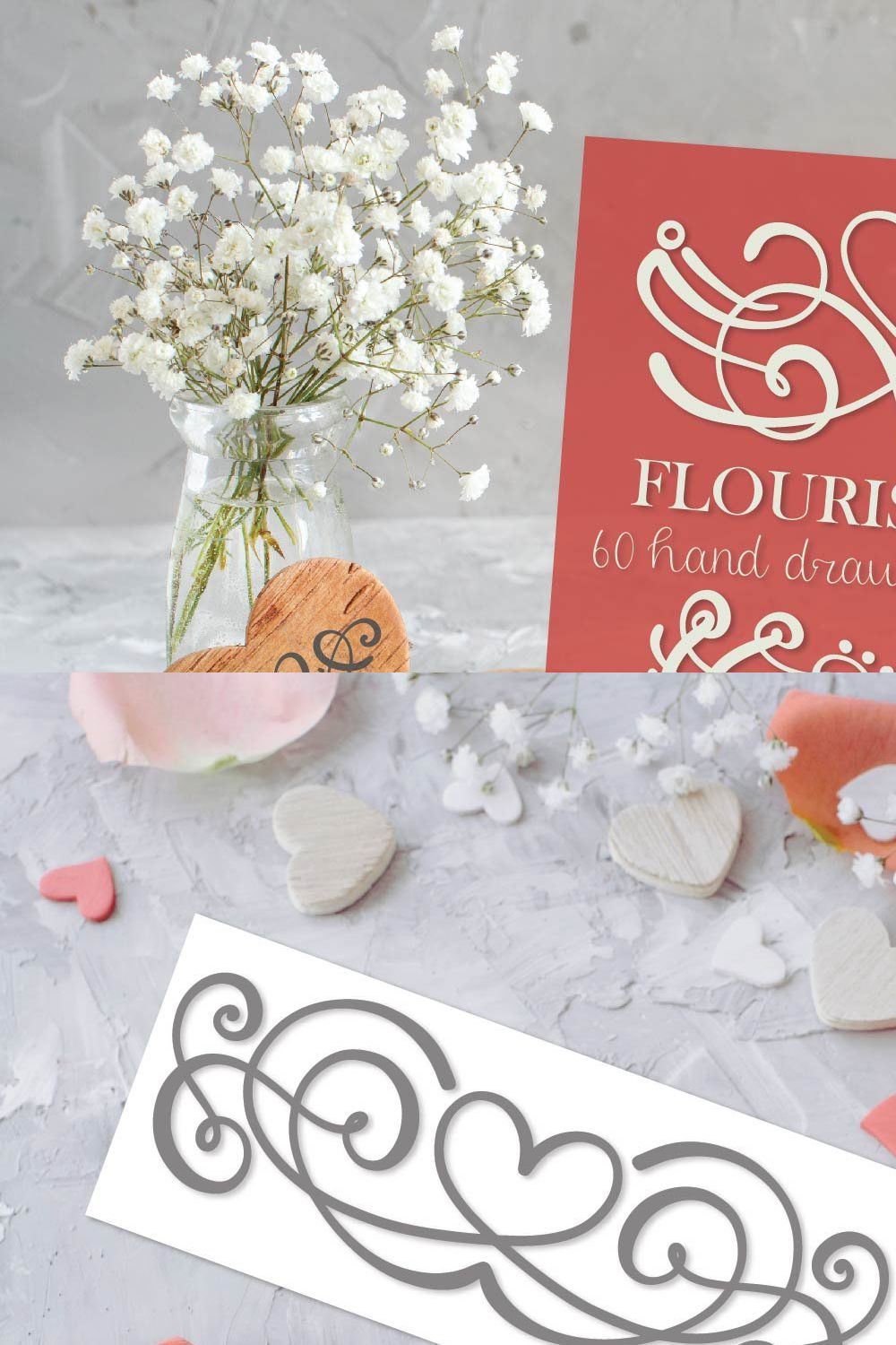 Flourish Font - 60 Ornaments pinterest preview image.