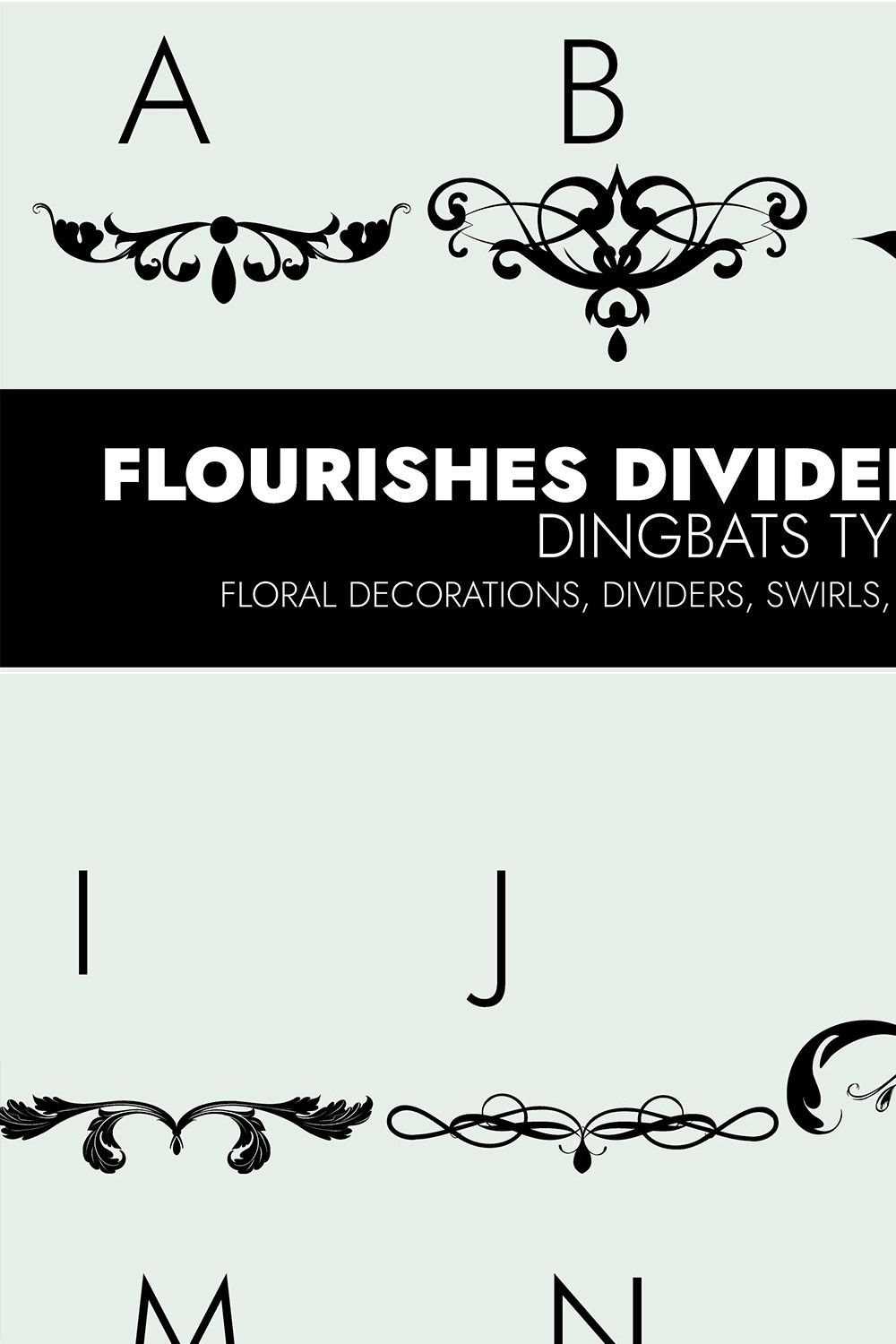 Flourishes Dividers &Swirls Dingbats pinterest preview image.