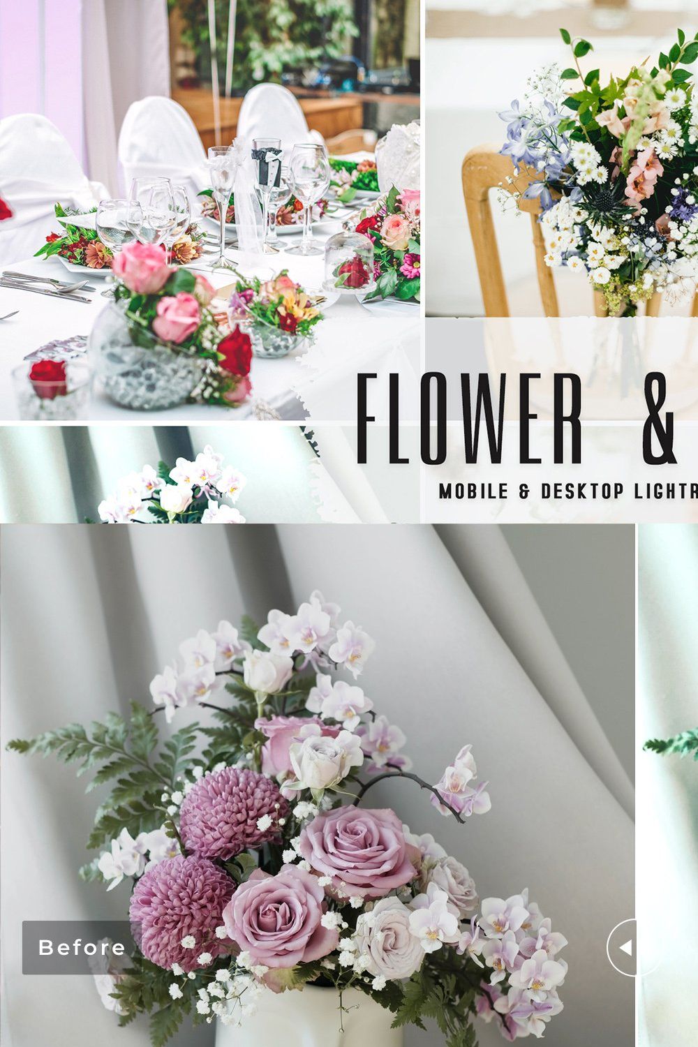 Flower & Decor Pro Lightroom Presets pinterest preview image.