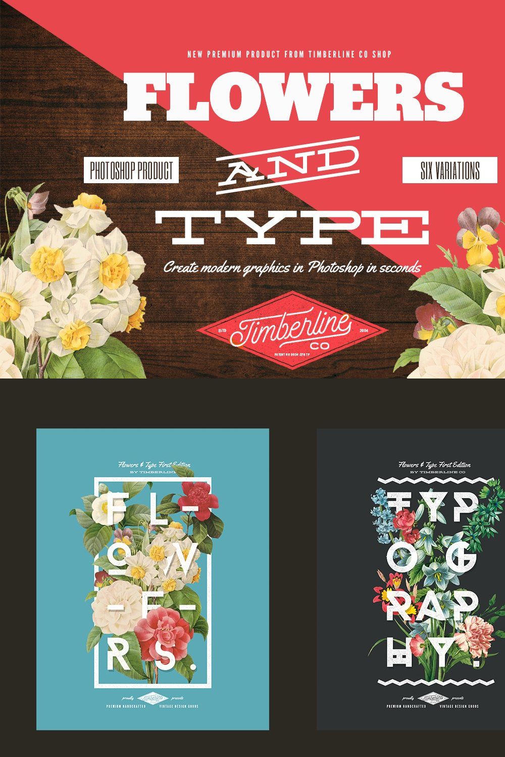 Flowers And Type pinterest preview image.