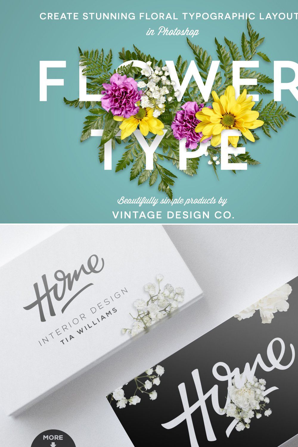 FlowerType for Photoshop pinterest preview image.