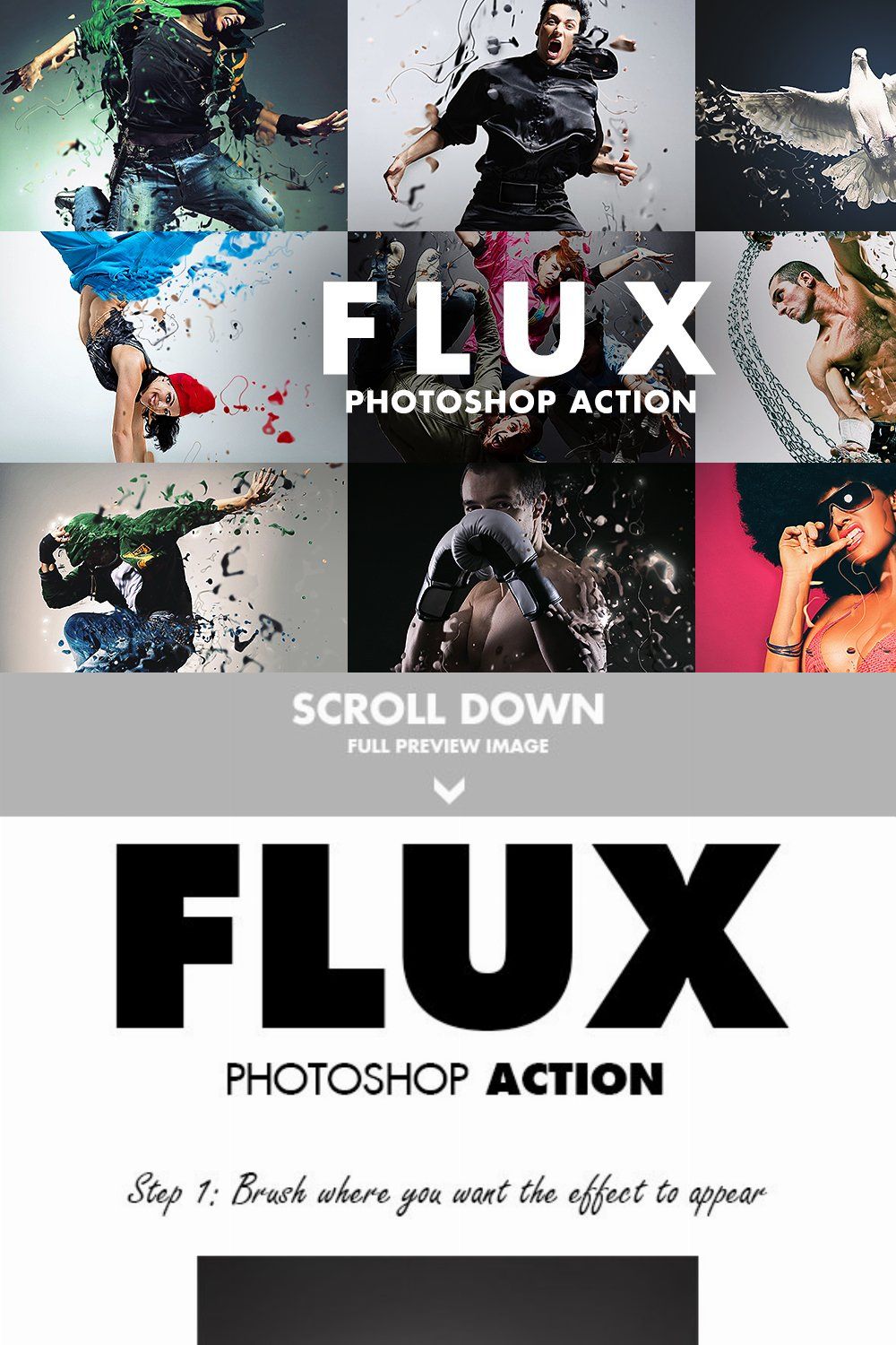 Flux Photoshop Action pinterest preview image.