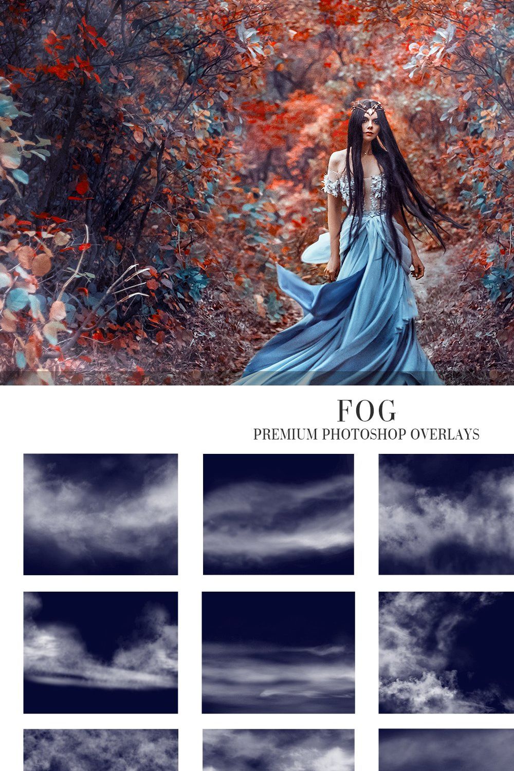 Fog Overlays Photoshop pinterest preview image.