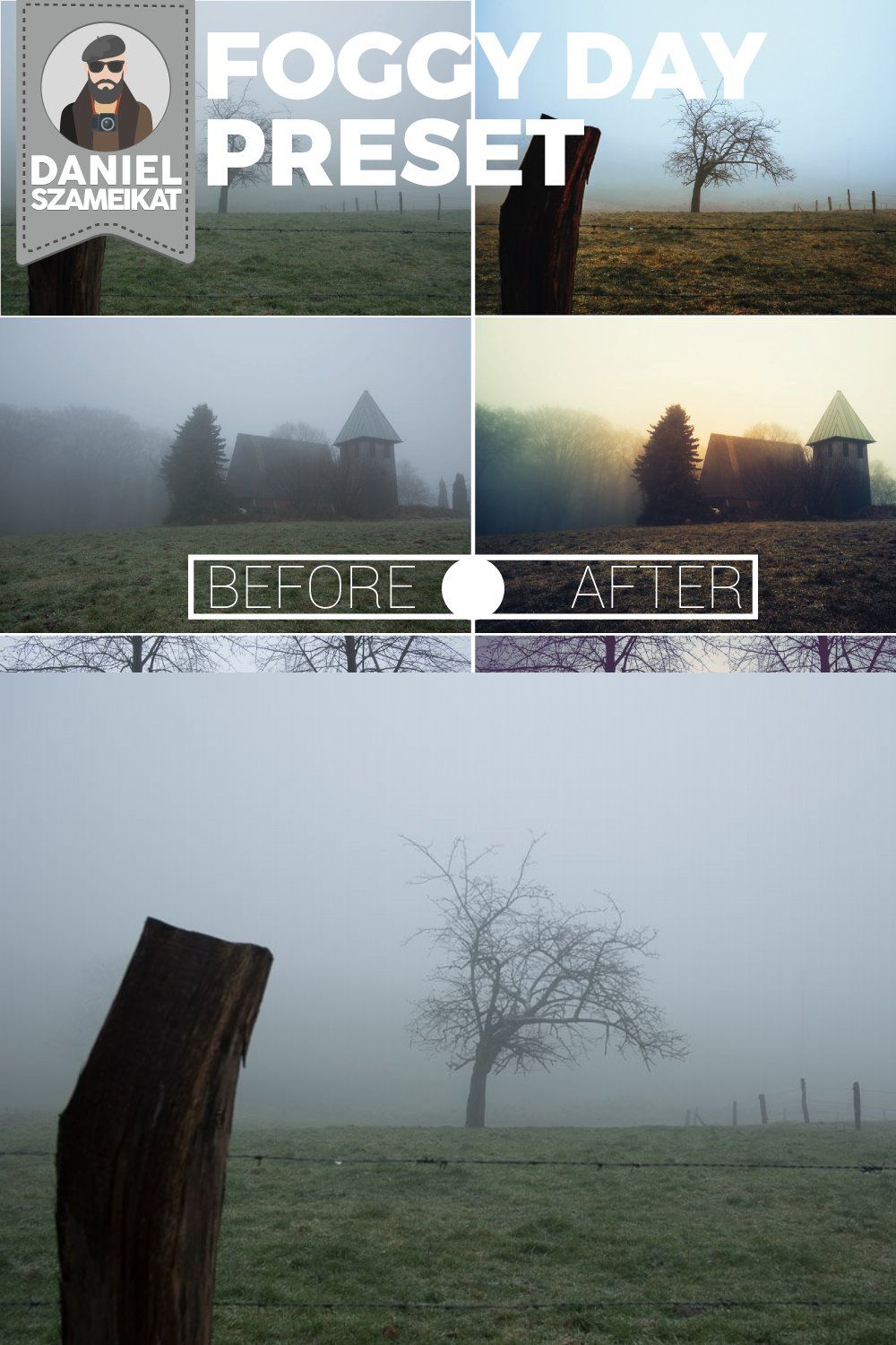 Foggy Day Lightroom Preset pinterest preview image.