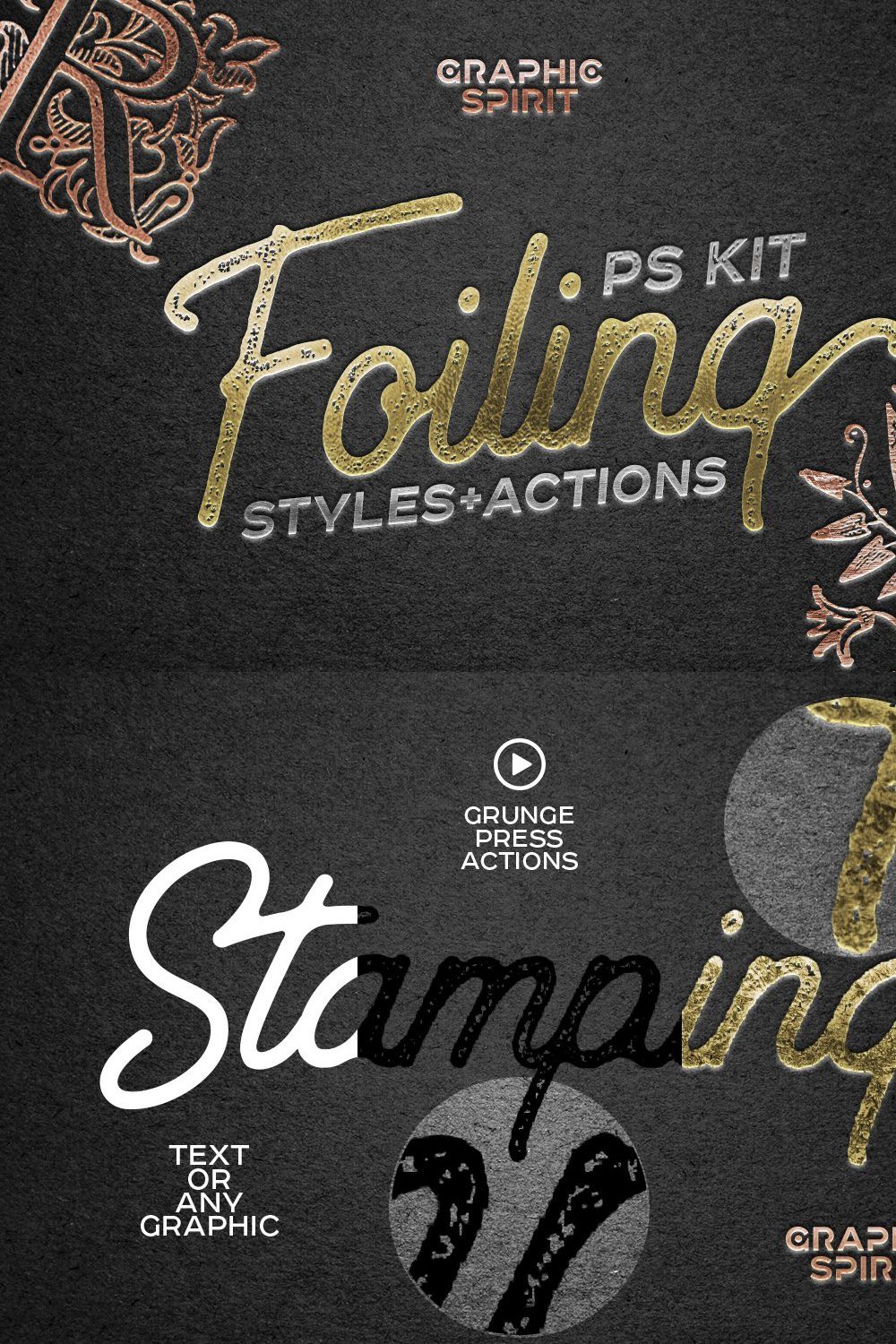 FOIL STAMP Photoshop Styles+Actions pinterest preview image.