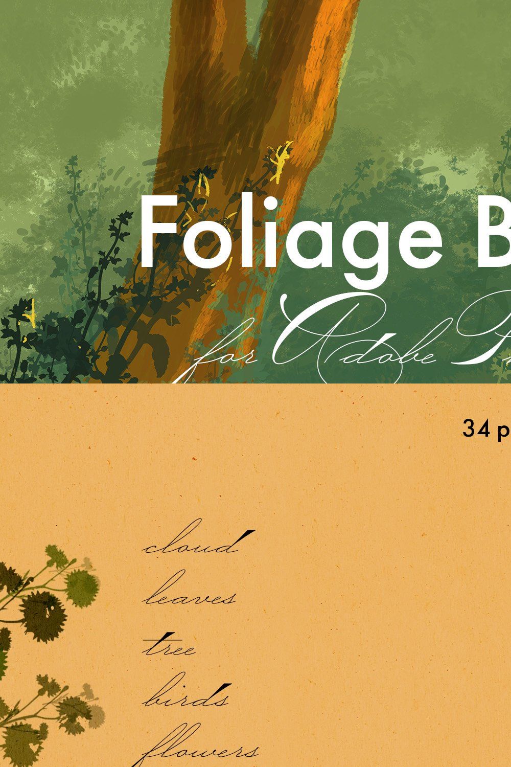 Foliage Brushes for Adobe Photoshop pinterest preview image.