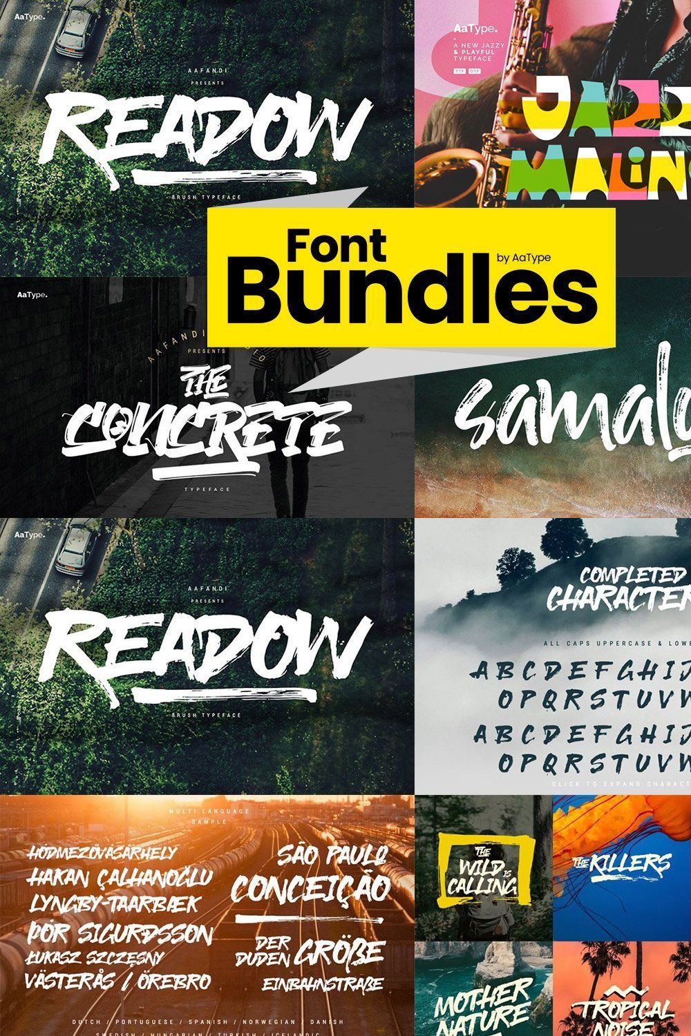 Font Bundles 1 by AaType pinterest preview image.