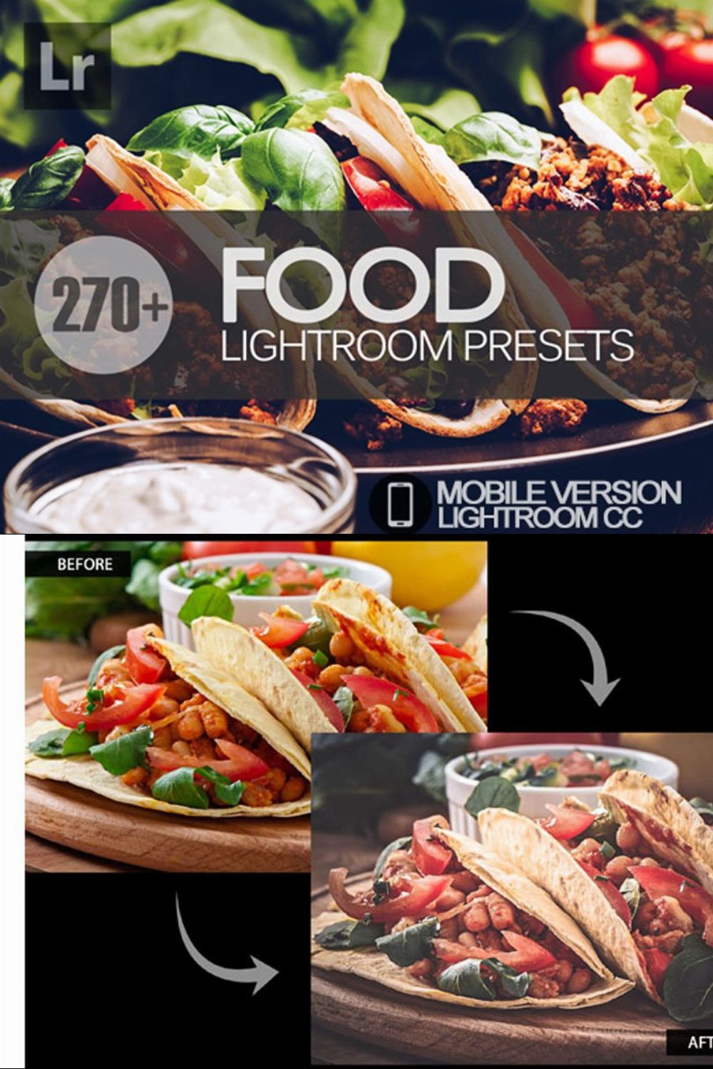 Food Lightroom Mobile Presets pinterest preview image.
