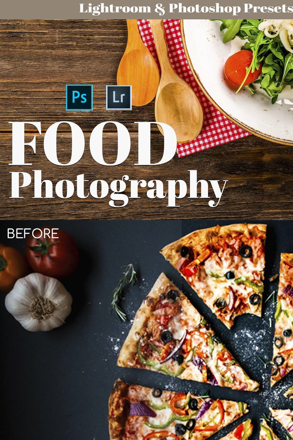 Food Photography Presets pinterest preview image.