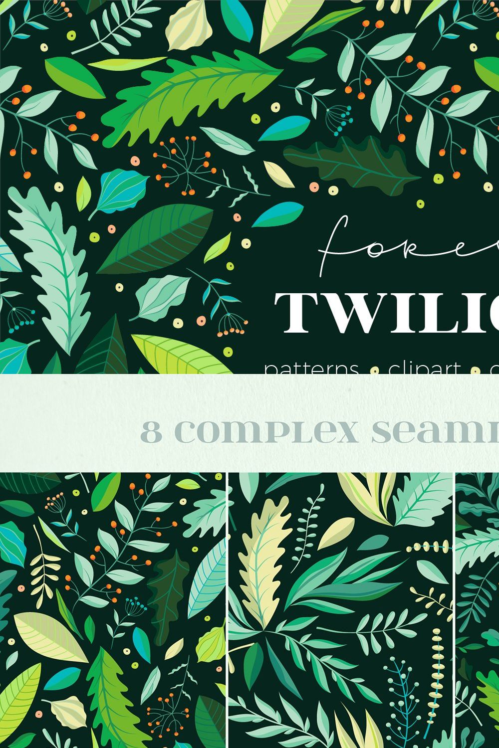 Forest Twilight Patterns, elements pinterest preview image.