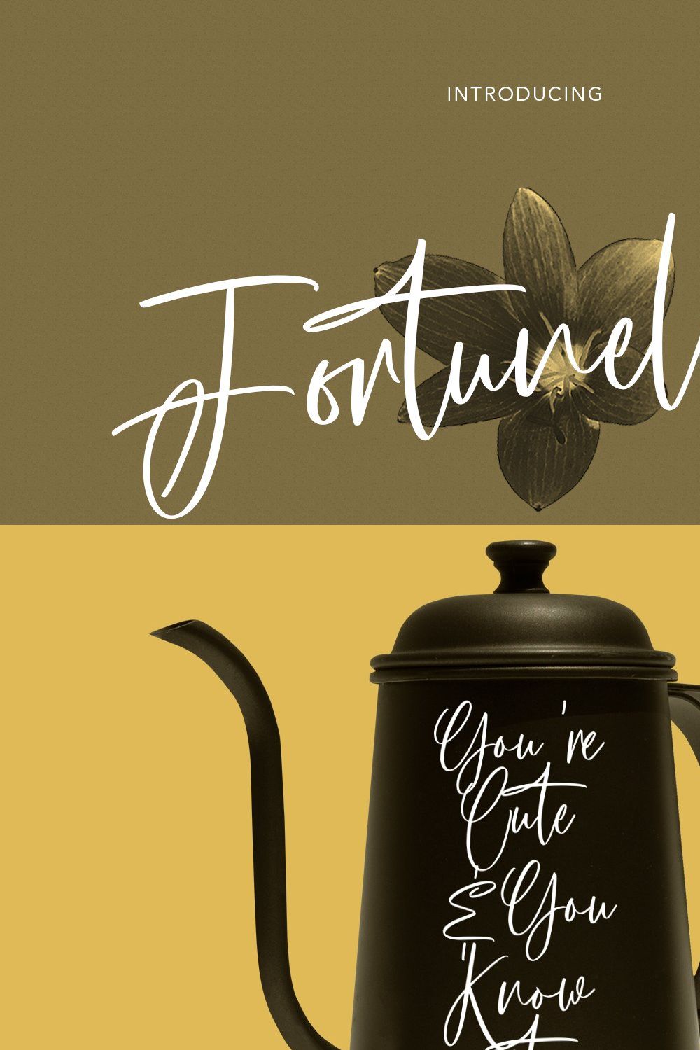 Fortunelimes Script Font pinterest preview image.