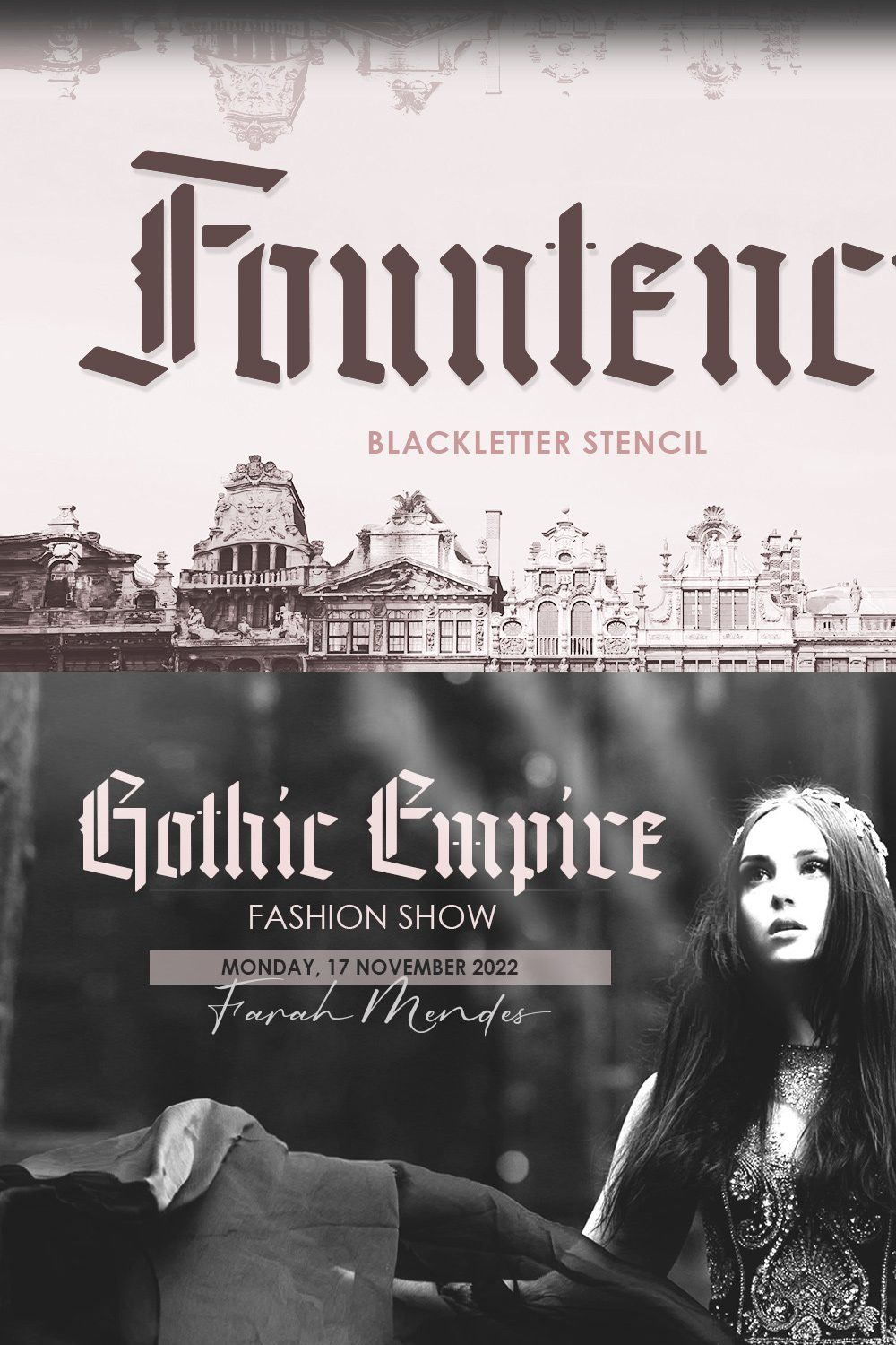 Fountencil - Blackletter Stencil pinterest preview image.