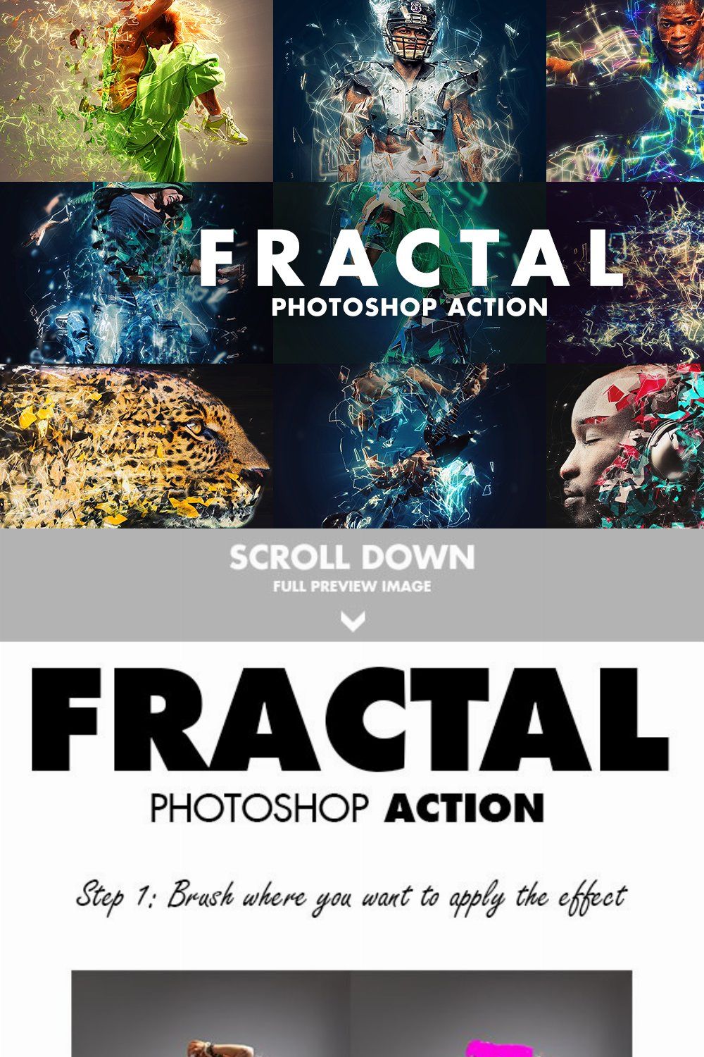Fractal Photoshop Action pinterest preview image.