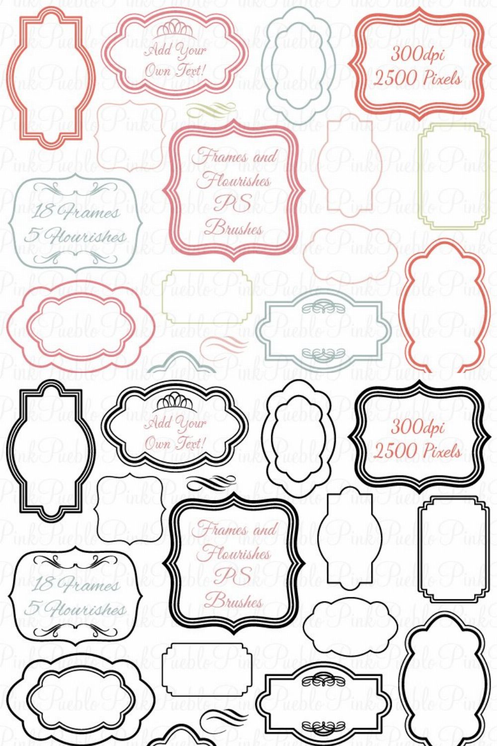 Frames & Flourishes Photoshop Brush pinterest preview image.