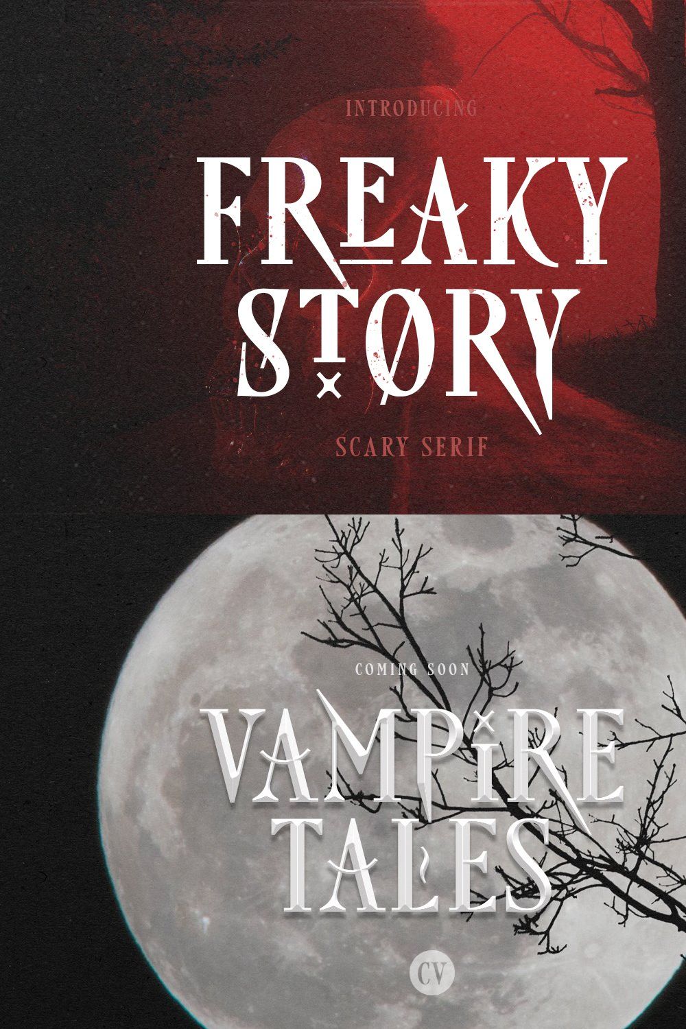 Freaky Story - Creepy Font pinterest preview image.