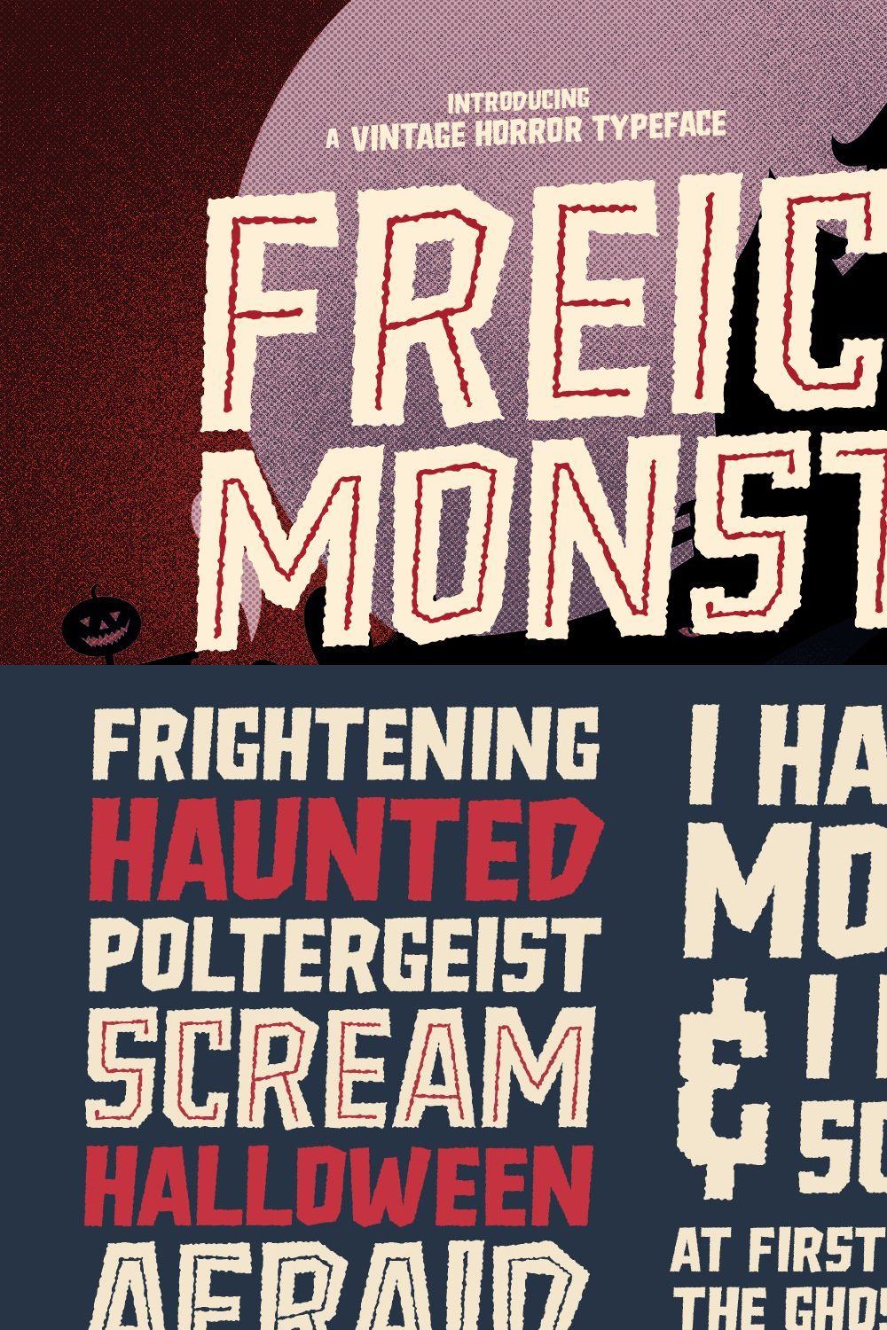 Freich Monsta - Vintage Horror Fonts pinterest preview image.