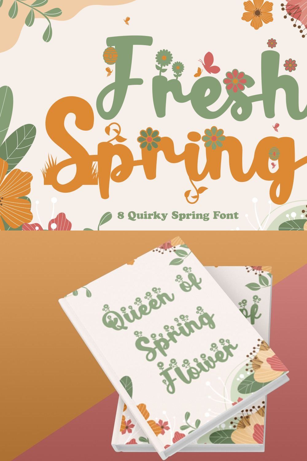 Fresh Spring - 8 Quirky Spring Font pinterest preview image.