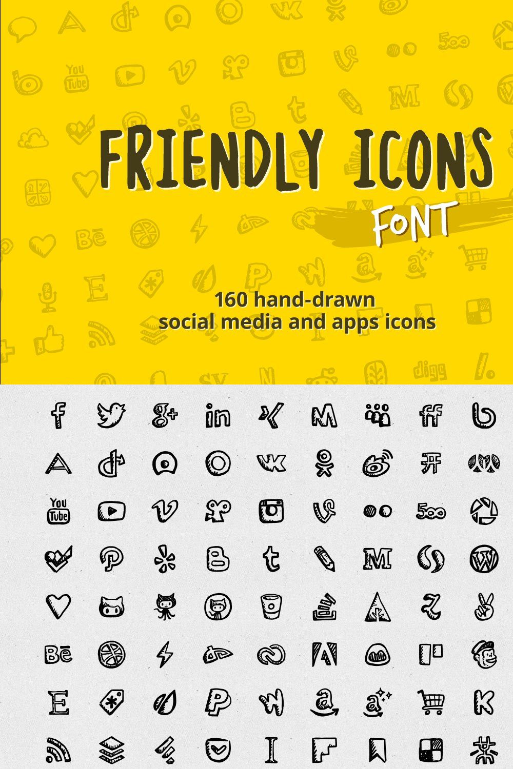 Friendly Icons Font pinterest preview image.