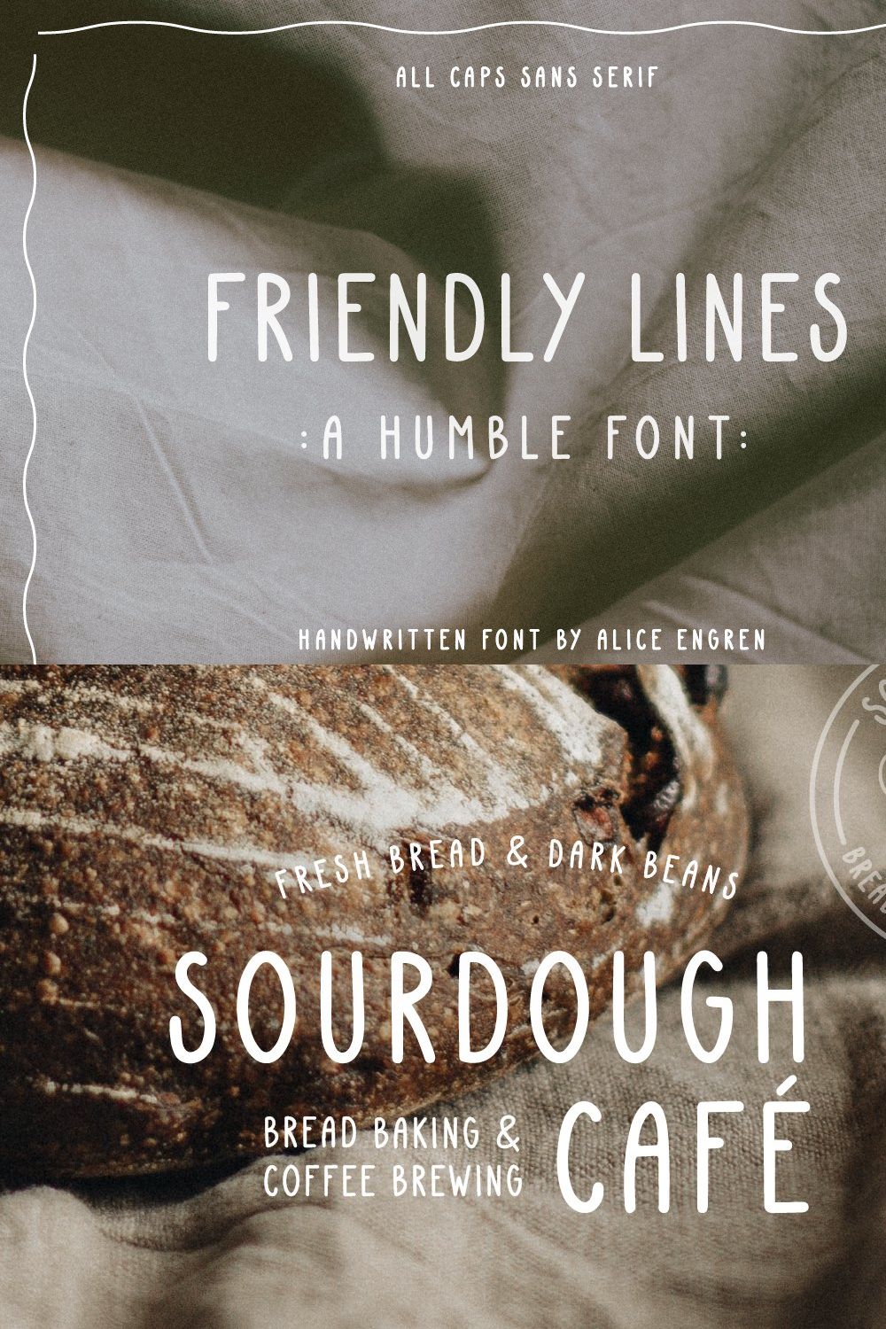 Friendly Lines - Quirky Font pinterest preview image.