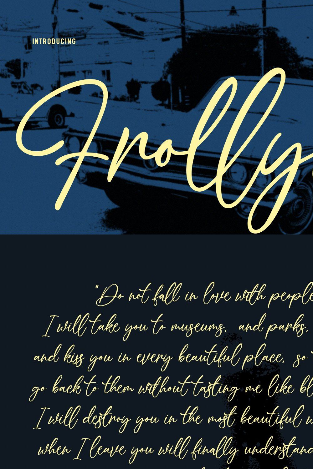 Frollyness Signature Script Font pinterest preview image.