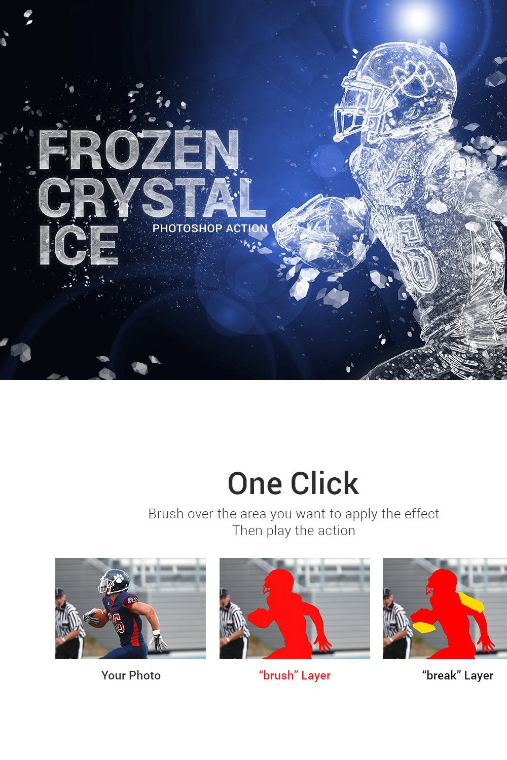 Frozen Crystal Ice Photoshop Action pinterest preview image.