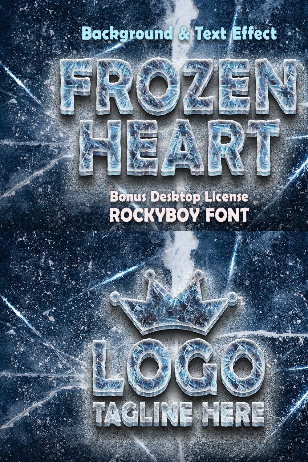 Frozen Text Effect // Bonus Font pinterest preview image.