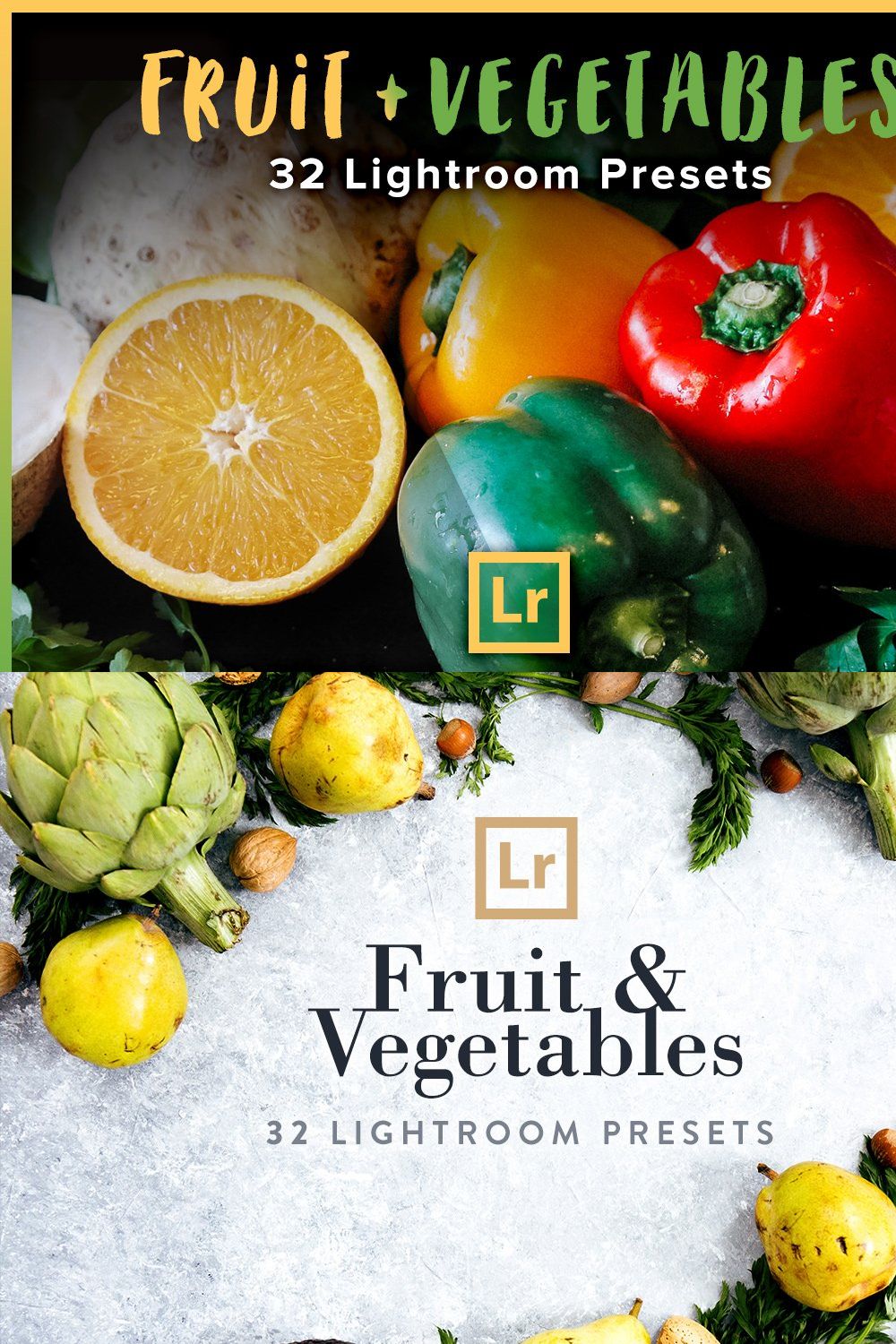 Fruit & Vegetables Lightroom Presets pinterest preview image.