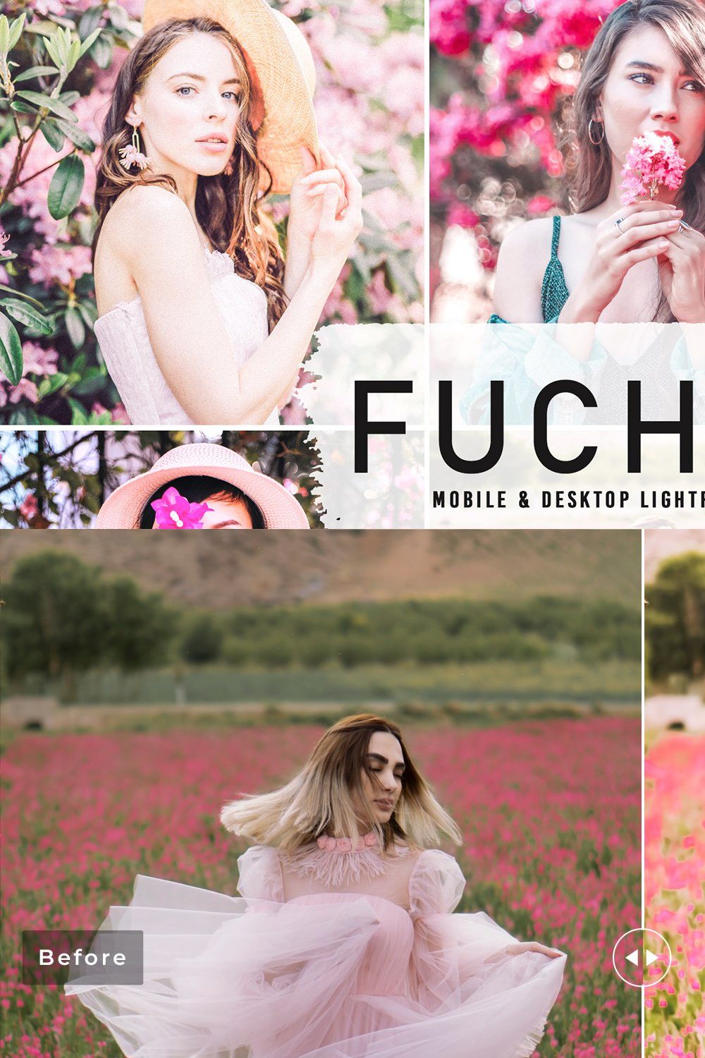 Fuchsia Pro Lightroom Presets pinterest preview image.