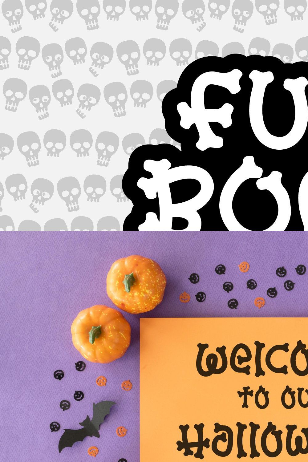 FUN BONE FONT | a Halloween Font pinterest preview image.