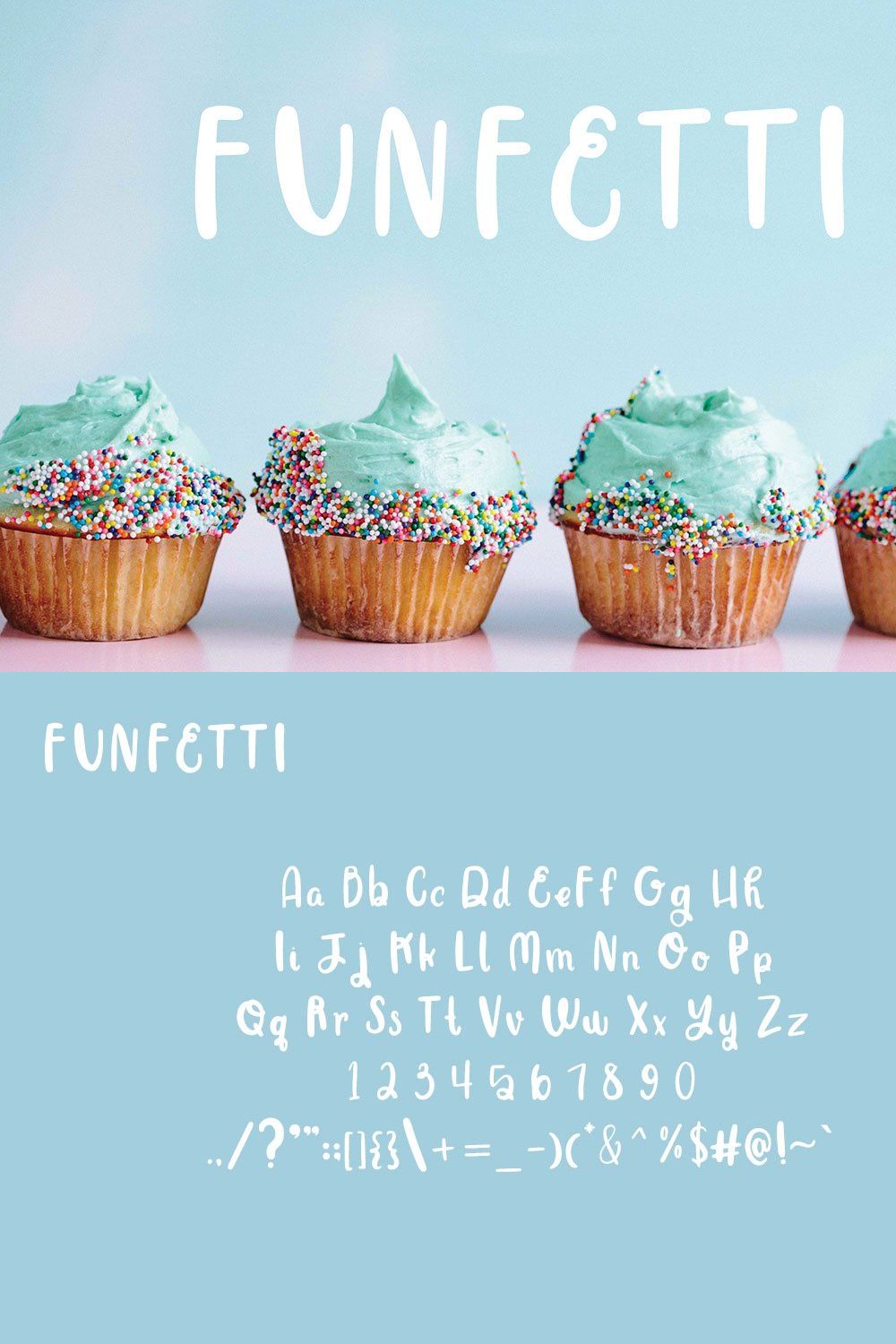 Funfetti - a sweet & simple font pinterest preview image.
