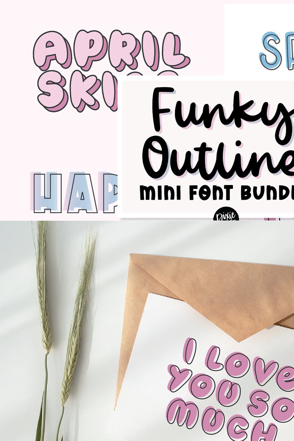 FUNKY OUTLINE Font Bundle pinterest preview image.