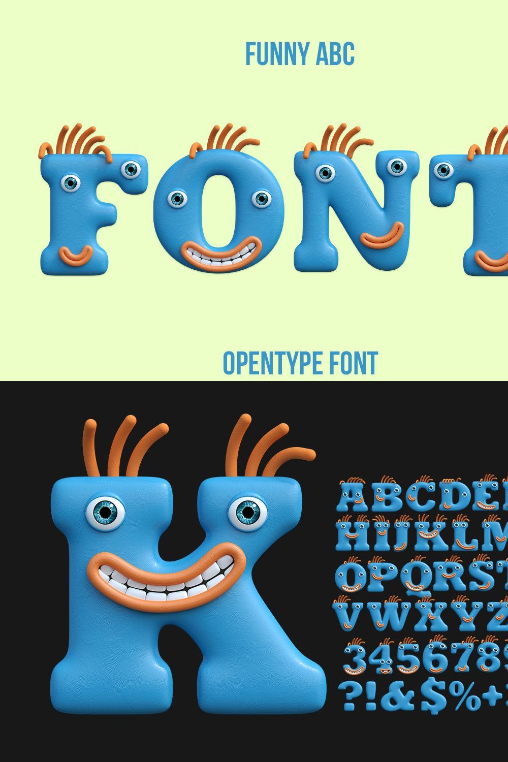 Funny ABC Font pinterest preview image.