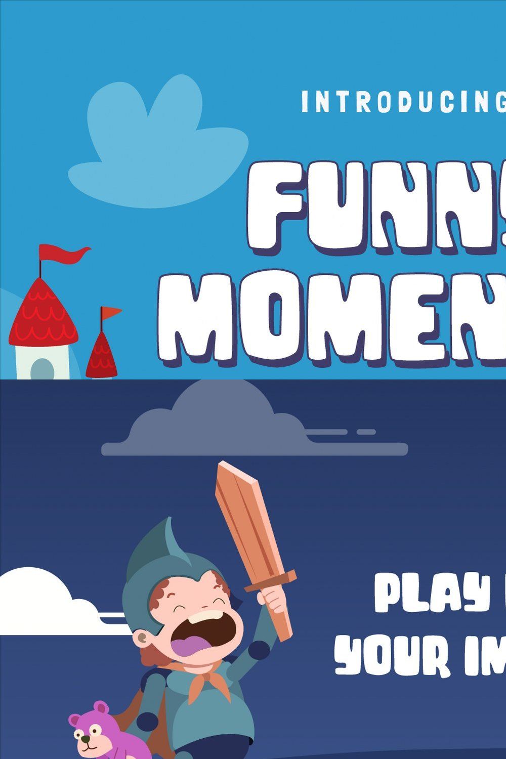 Funny Moments | A Fun Chungky Font pinterest preview image.