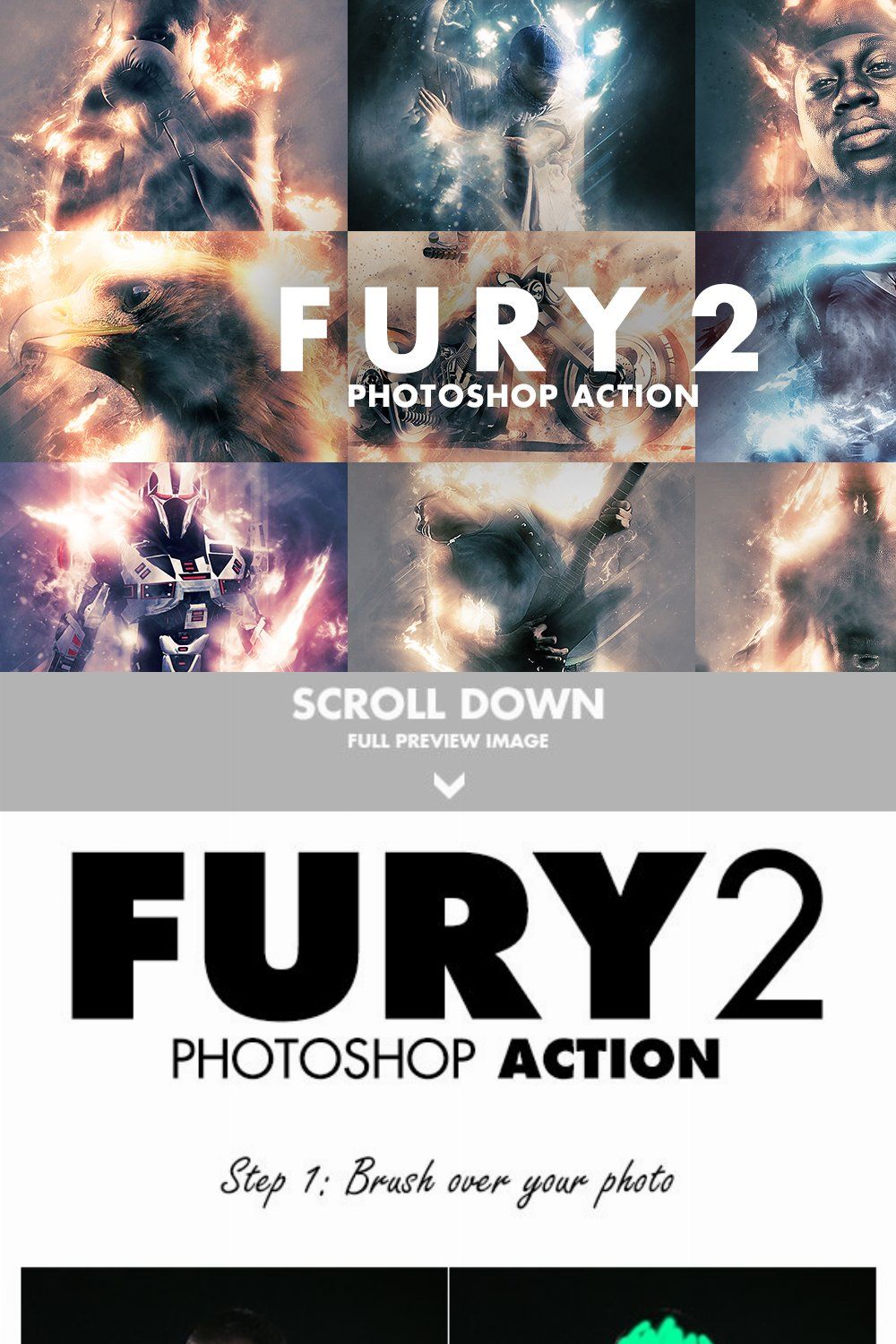Fury 2 Photoshop Action pinterest preview image.