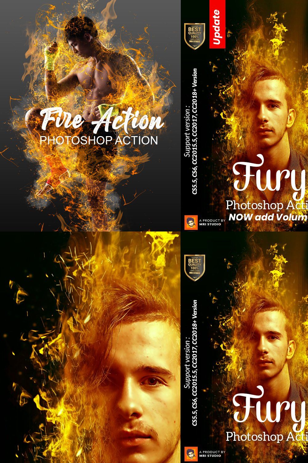Fury Photoshop Action pinterest preview image.
