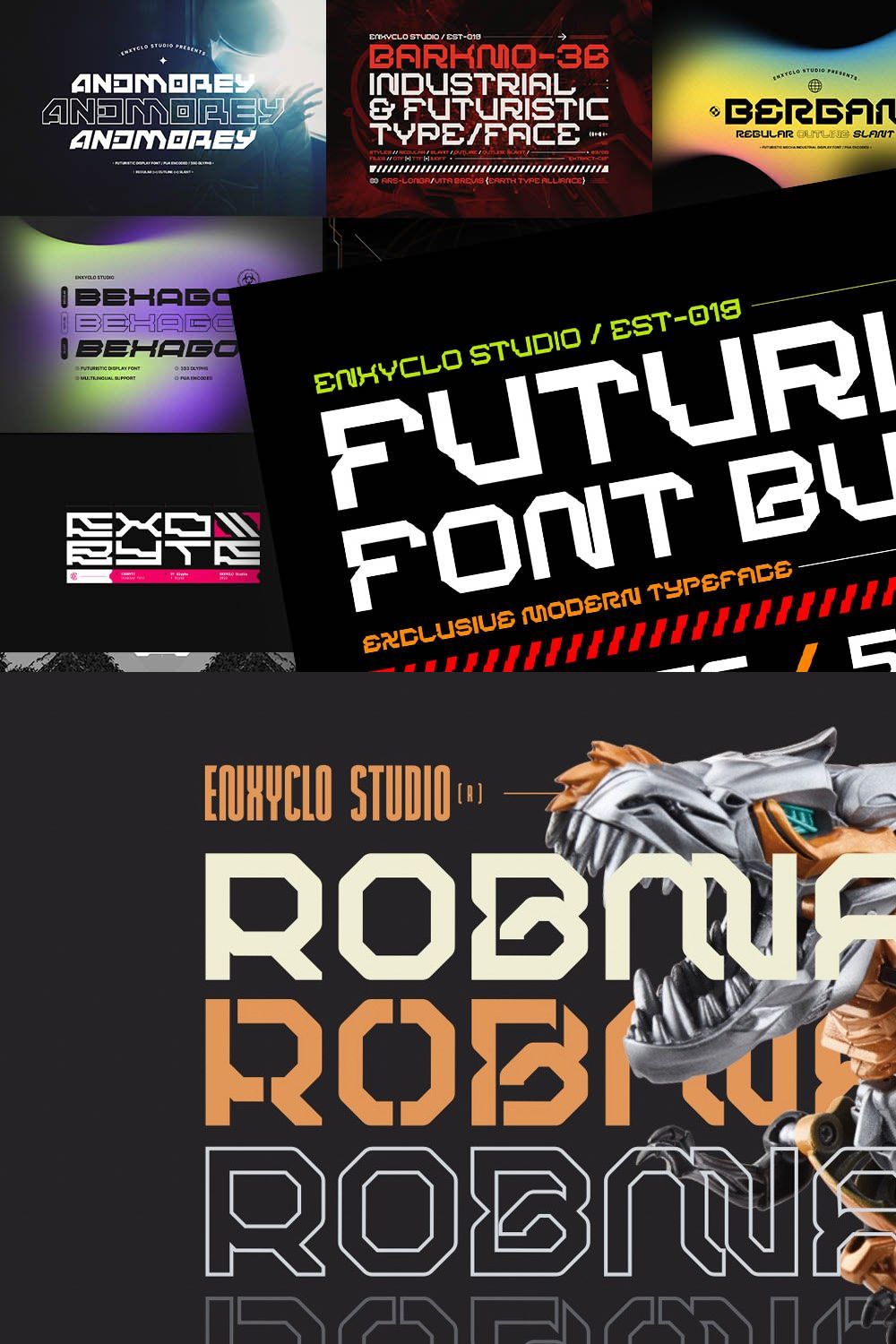 FUTURISTIC FONT BUNDLE - [VOL.01] pinterest preview image.