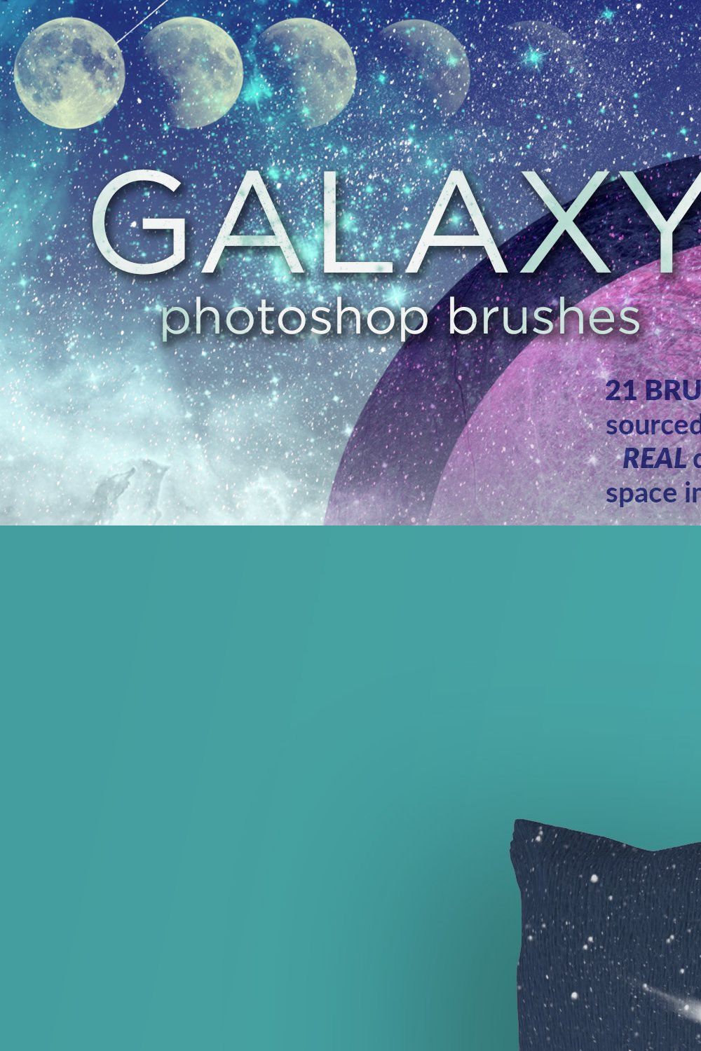 Galaxy Brushes for Photoshop pinterest preview image.