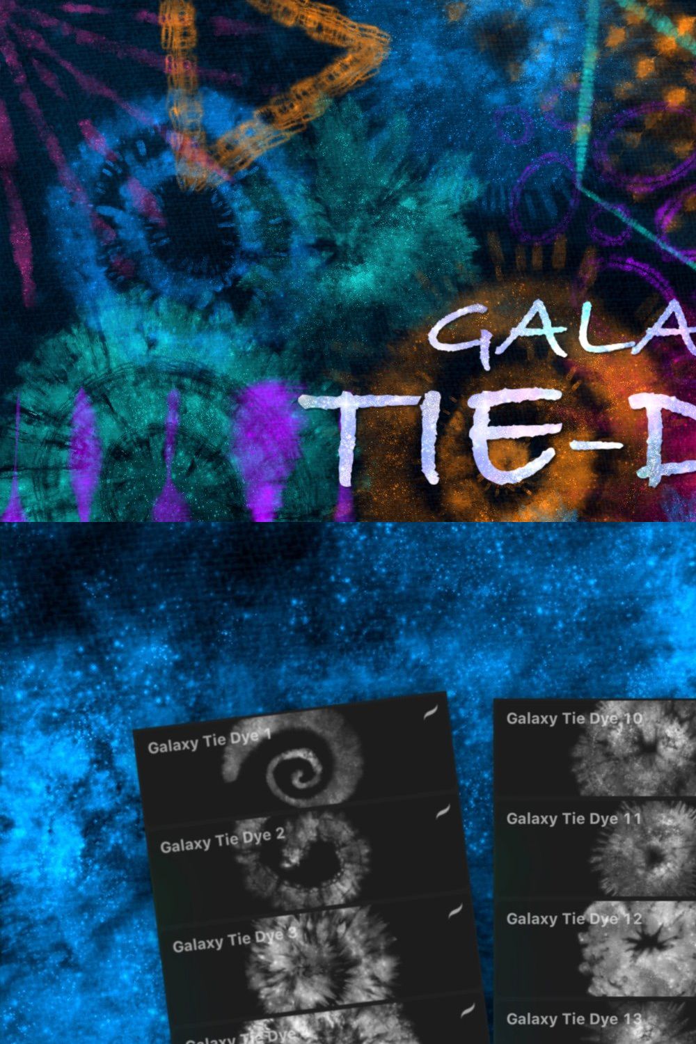 Galaxy Tie Dye Stamp Brushes pinterest preview image.
