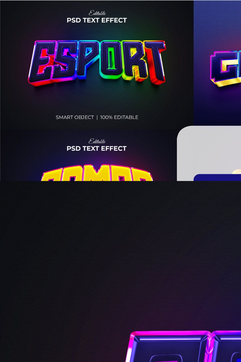 Gaming text effect mockup Bundle v.1 pinterest preview image.